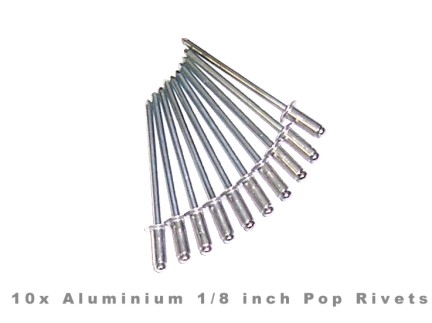 Aluminium 1/8 inch Pop Rivets x10